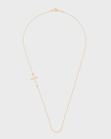 Mizuki 14K Yellow Gold Cross Necklace with One Diamond