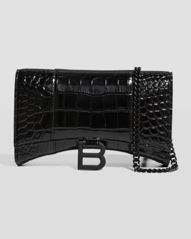 Balenciaga Hourglass Croc-Embossed Wallet on Chain