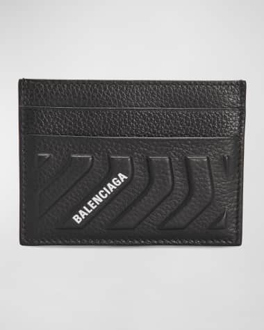 Balenciaga Men's Embossed Leather Logo Card Holder