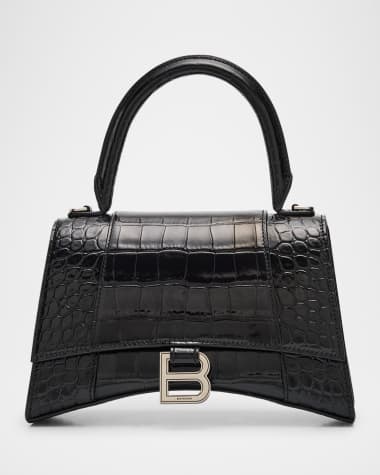 Balenciaga Hourglass Small Croc-Embossed Bag