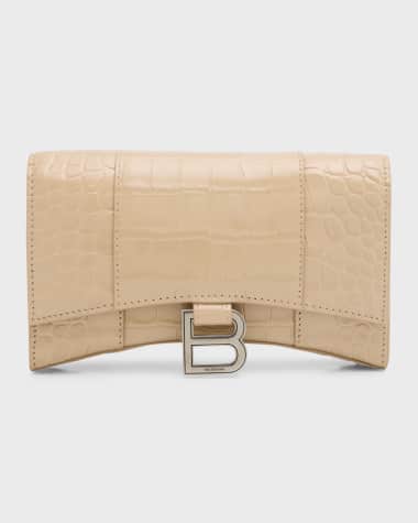 Balenciaga Hourglass Croc-Embossed Wallet on Chain