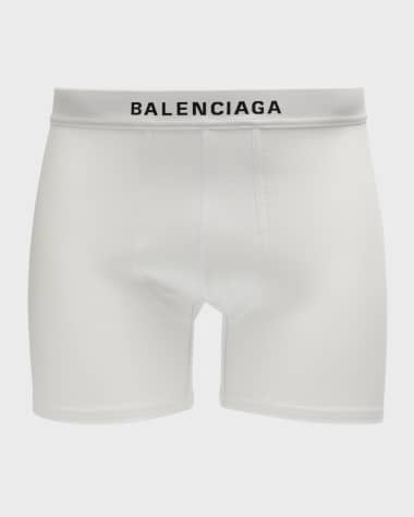 Balenciaga Men's Cotton-Stretch Logo Boxer Briefs