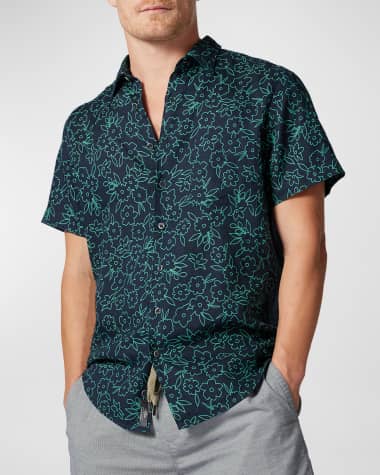 Rodd & Gunn Men's Barrytown Geo-Floral Linen Short-Sleeve Shirt