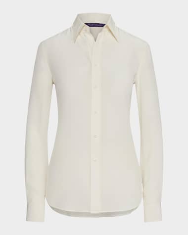 Ralph Lauren Collection Hailey Silk Long-Sleeve Collared Shirt
