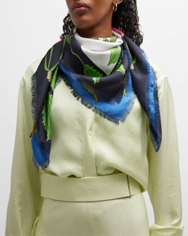 Franco Ferrari Fringe-Trim Silk Square Scarf