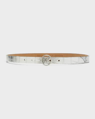 Michael Kors MK Monogram & Croc-Embossed 2 For 1 Belts