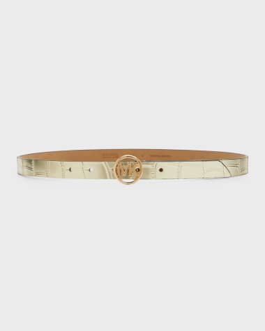 Michael Kors MK Monogram & Croc-Embossed 2 For 1 Belts