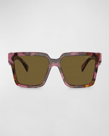 Prada Contrasting Logo Square Acetate & Plastic Sunglasses