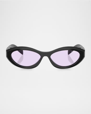Prada PR 26ZS Beveled Acetate & Plastic Oval Sunglasses