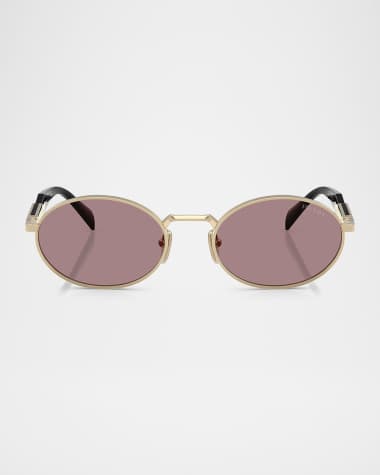 Prada Engraved Logo Metal & Plastic Oval Sunglasses