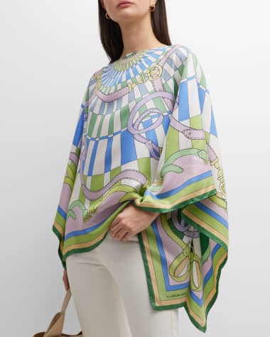 Rani Arabella Cool-Toned Firenze Silk Poncho