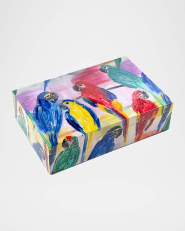 Hunt Slonem Parrots Lacquer Box