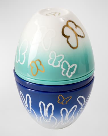 Hunt Slonem Nesting Porcelain Bunnies & Butterflies Egg Gift Box