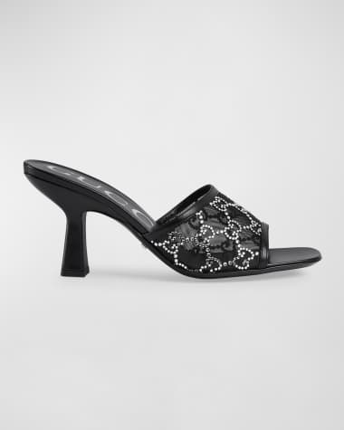 Black Spiral Strappy Heels with Studded Diamond, Women's Fashion