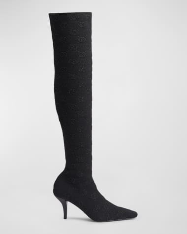 Gucci Demi Shimmer GG Over-The-Knee Boots