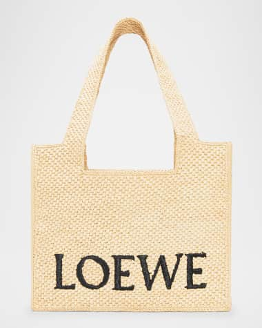 Medium LOEWE Font Tote in raffia