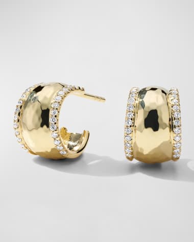 Ippolita 18K Stardust Goddess Hammered Dome Huggie Earrings