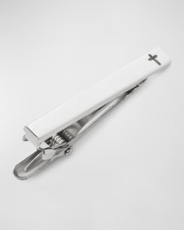 Burberry check-engraved Palladium-Plated Tie Bar - Silver