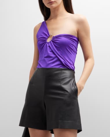 PINKO One-Shoulder Draped Jersey Top