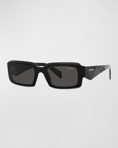 Prada Men's Geometric Logo Acetate & Plastic Rectangle Sunglasses