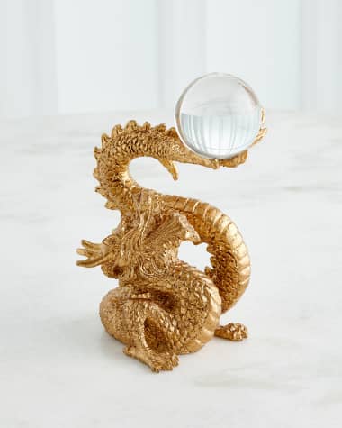 Global Views Dragon Holding Sphere Sculpture