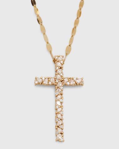 LANA 14K Yellow Gold Multi Fancies Round Larce Cross Pendant Necklace