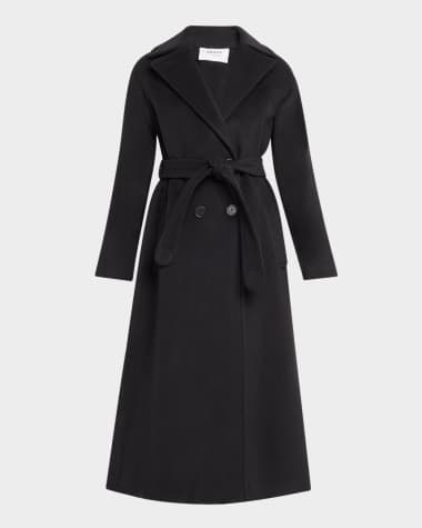 Akris punto Long Double-Breast Belted Wool-Cashmere Coat