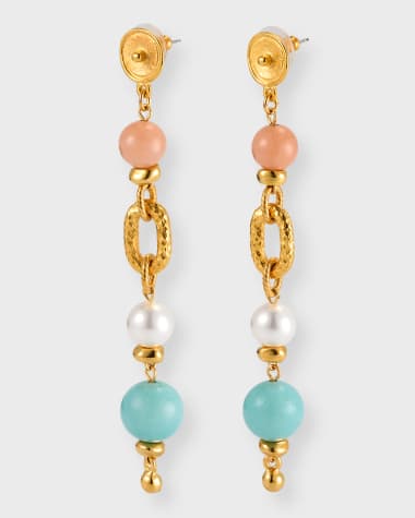 Ben-Amun Pearly, Rose Quartz and Amazonite Earrings
