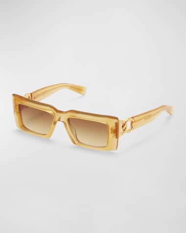 Balmain Imperial Acetate & Titanium Rectangle Sunglasses