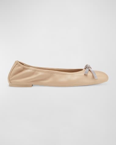 Stuart Weitzman SW Lambskin Bow Ballerina Flats