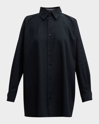 Eskandar Wide A-Line Shirt with Collar (Long)
