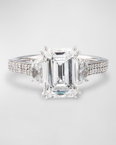 Neiman Marcus Lab Grown Diamonds Lab Grown Diamond 18K White Gold Mixed Cut Ring, 5.0tcw, Size 6