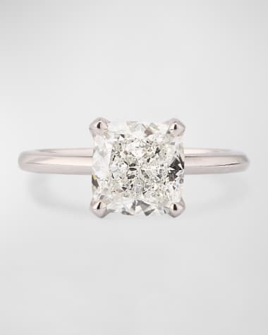 Neiman Marcus Lab Grown Diamonds Lab Grown Diamond Platinum Cushion Ring, 3.10tcw, Size 6