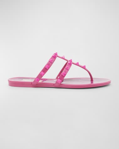 Rockstud Flat Rubber Sandal for Woman in Water Rose