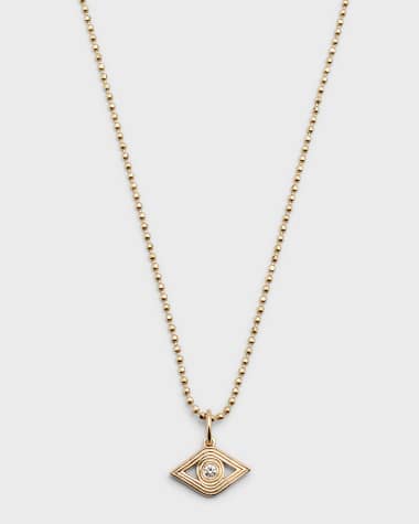 Sydney Evan 14K Fluted Single Diamond Evil Eye Charm on Bolita Necklace