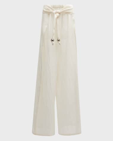 Lisa Marie Fernandez Wide-Leg Split-Side Gauze Pants