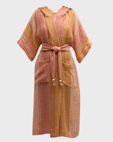 Lisa Marie Fernandez Striped Gauze Caftan Coverup