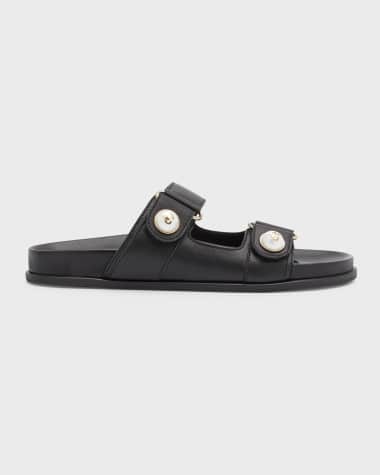 Jimmy Choo Fayence Pearly-Button Slide Sandals