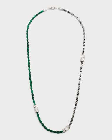 Armenta Men's Romero Sterling Silver Malachite Triple Wrap Bracelet