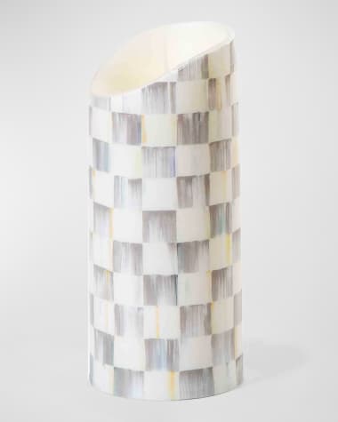 MacKenzie-Childs Sterling Check Flickering Pillar Candle, 7"