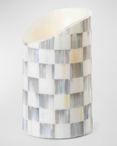 MacKenzie-Childs Sterling Check Flickering Pillar Candle, 5"