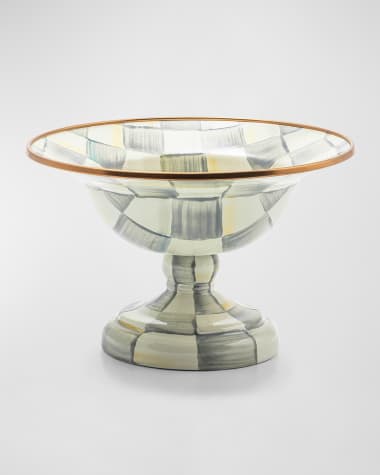 MacKenzie-Childs Sterling Check Enamel Compote