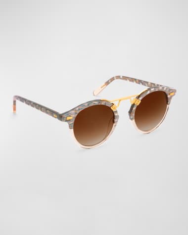 KREWE St. Louis Round Gradient Acetate Aviator Sunglasses