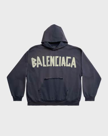 Balenciaga Men's Tape Type Ripped Pocket Hoodie Large Fit