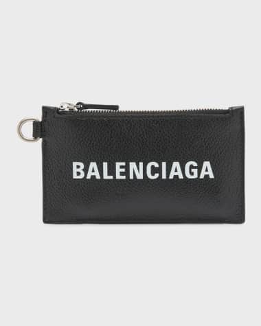 Balenciaga Men's Key Ring Leather Logo Card Case