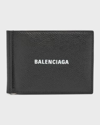 Balenciaga Men's Leather Logo Bifold Wallet w/ Bill Clip