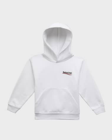 Balenciaga Kid's Embroidered Political Campaign Logo Hoodie, Size 2-8