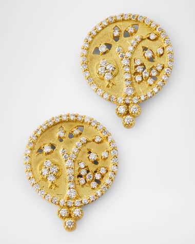 Tanya Farah 18K Yellow Gold Tree of Life Diamond Earrings