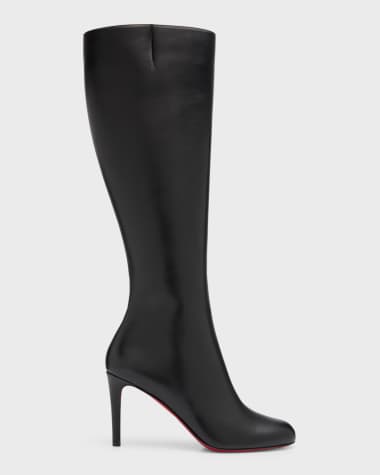 Christian Louboutin Pumppie Botta Red Sole Leather Knee-High Boots
