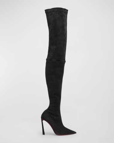 Christian Louboutin Condora Botta Alta Red Sole Suede Knee-Length Boots